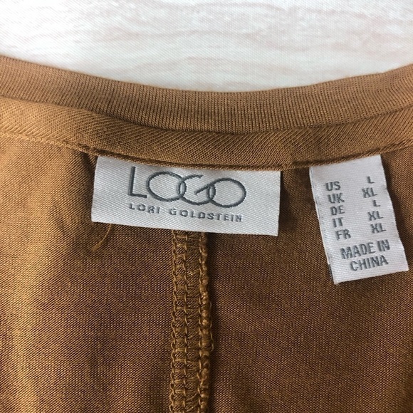 Logo Lori Goldstein A294485 Brown Soft Long Sleeve Top Lace Bottom Size L - Picture 6 of 7
